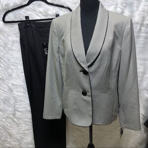 NWT Le Suit (2-piece) Pantsuit Black Houndstooth Size 14